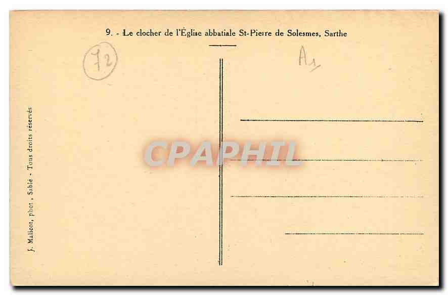 CPA Le clocher de l'Eglise abbatiale St Pierre de Solesmes Sarthe  — Verso