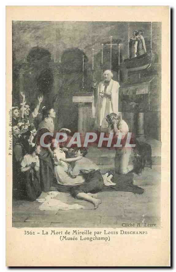 La Mort de Mireille — œuvre de Louis Deschamps — Cliché B. Lezor, éd. P. Ruvi, Marseille, n° 3562