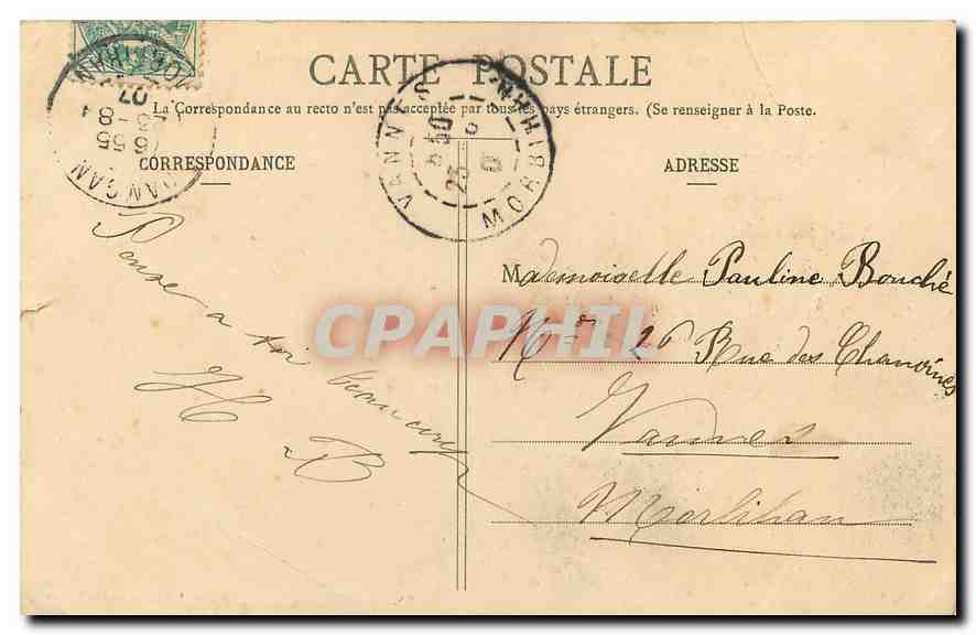 CPA Environs de Muzillac Damgan Les Rochers de Kervoyal  — Rückseite