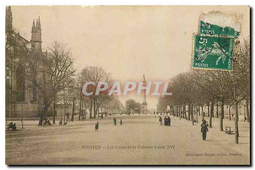 CPA Nantes Les Cours et la Colonne Louis XVI 