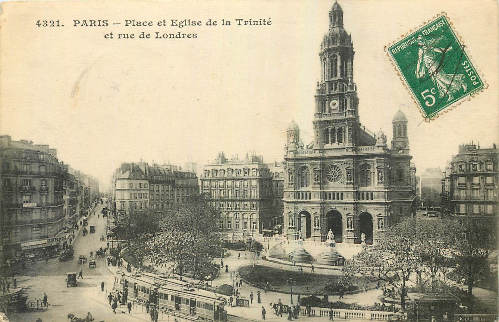 CPA Paris Place et Eglise de la Trinite et rue de Londres 
