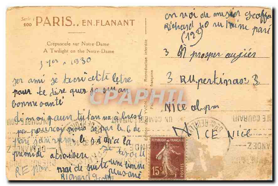 CPA Paris Crepuscule sur Notre Dame  — Rückseite