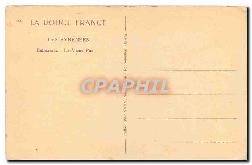 CPA Les Pyrenees Betharram Le Vieux Pont  — Rückseite