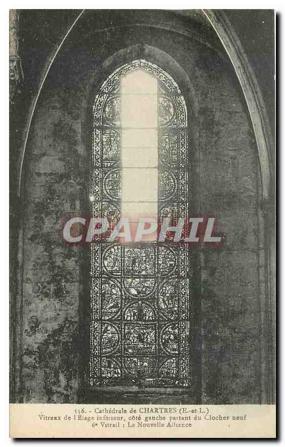CPA Cathedrale de Chartres E et L Vitraux de l'Etage interieur Cote La Nouvelle Alliance 