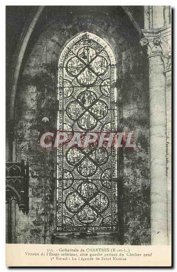 CPA Cathedrale de Chartres E et L Vitraux de l'Etage interieur Cote La legende de Saint Nicolas 