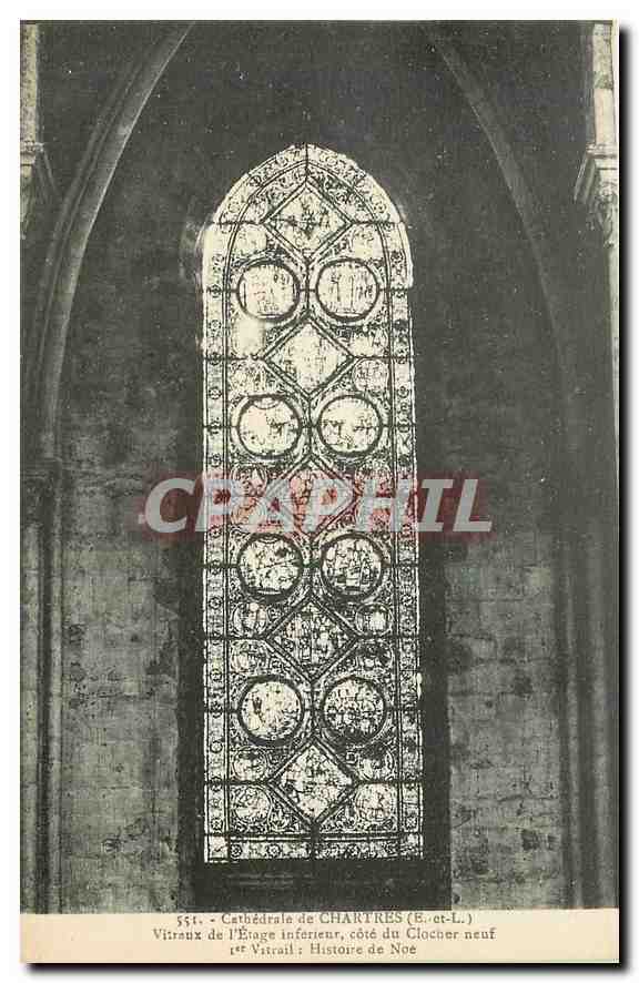 CPA Cathedrale de Chartres E et L Vitraux de l'Etage interieur Cote Histoire de Noe 