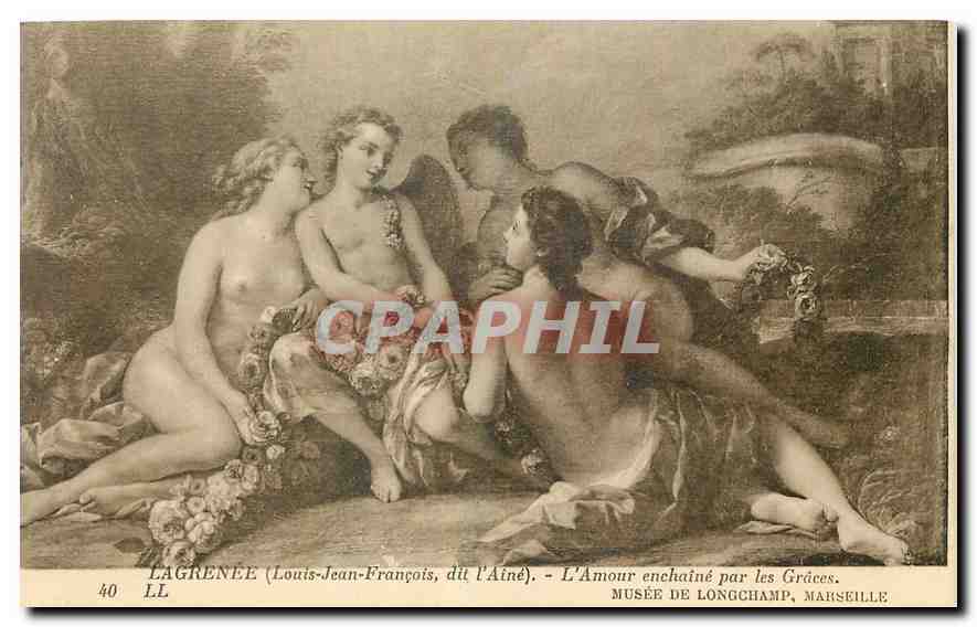 CPA Lagrenee Louis Jean Francois dit l'Aine l'Amour enchaine par les Graces Musee de Longchamp Marse