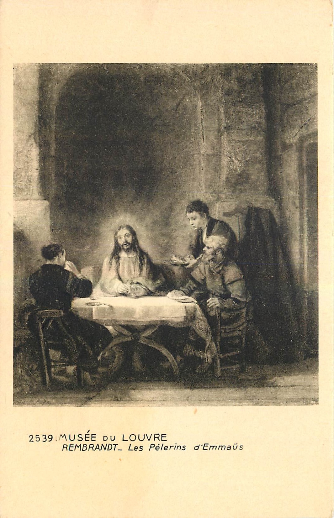 CPA Musee de Louvre Rembrandt Les Pelerins d'Emmaus 