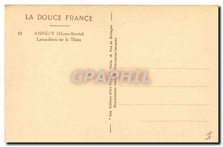 Annecey (Haute-Savoie) — Lavandières sur le Thiou — Éditions d'Art Yvon — Reverso