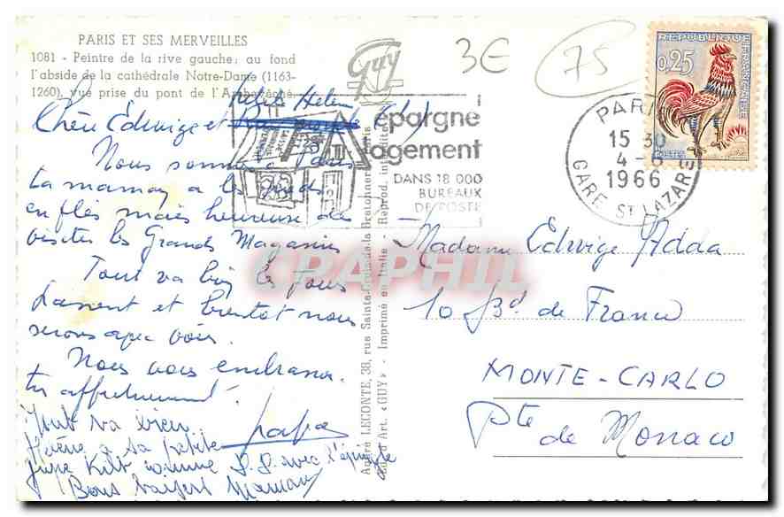 CPM Paris et ses Merveilles Peintre de la rive gauche au fond l'abside de la cathedrale Notre Dame V — Verso