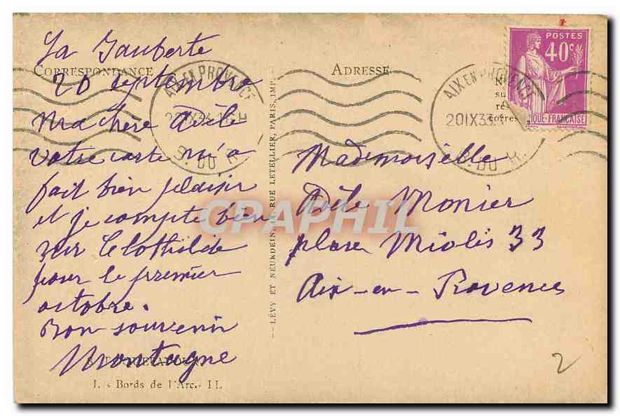 CPA Bords de l'Arc  — Verso
