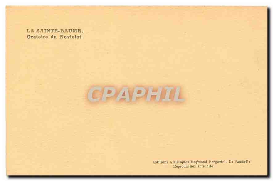 CPA La Sainte Baume Oratoire du Noviciat — Verso