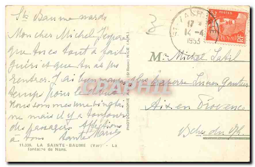 CPA La Sainte Baume Var La Fontaine de Nans  — Verso
