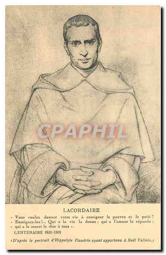 CPA Lacordaire d'apres le portrait d'Hippolyte Flandrin ayant appartenu a Noel Vallois 
