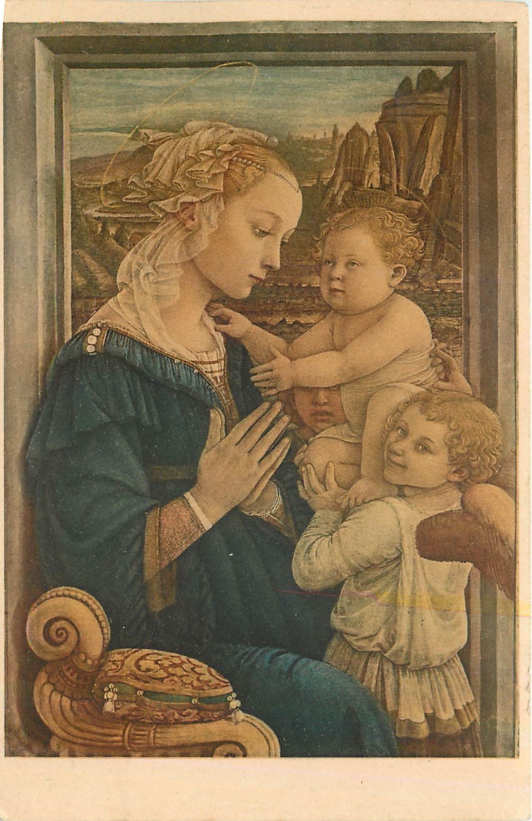CPA La Vergine Che adora il Bambino Fra Filippo Lippi 