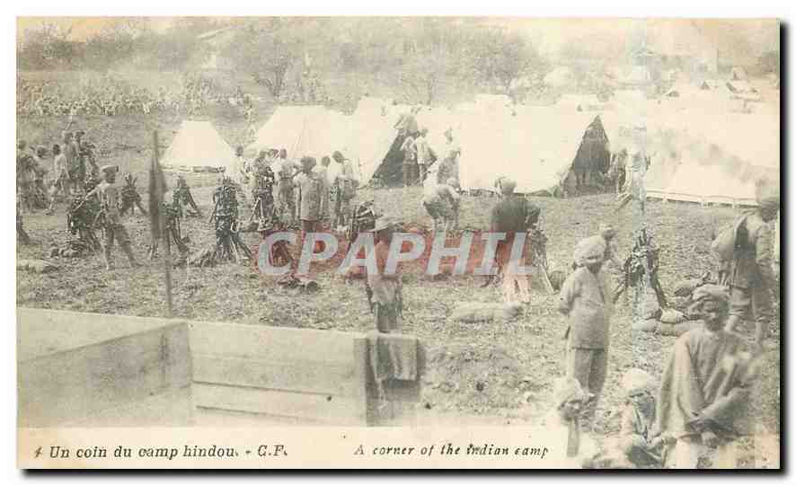 CPA Un coin du camp hindou Militaria