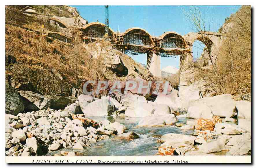 CPM Ligne Nice Coni Reconstruction de Viaduc de l'Isine 