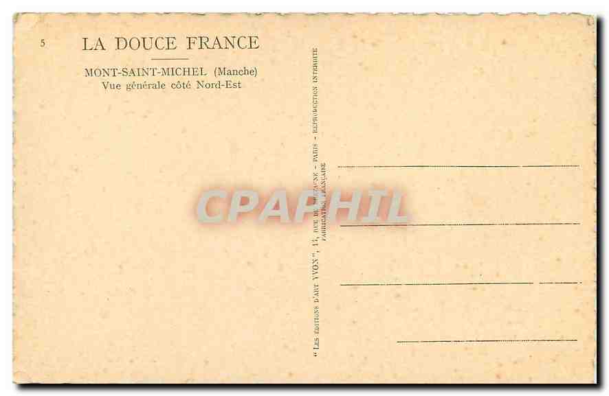 CPA Mont Saint Michel Manche Vue generale cote Nord Est  — Verso