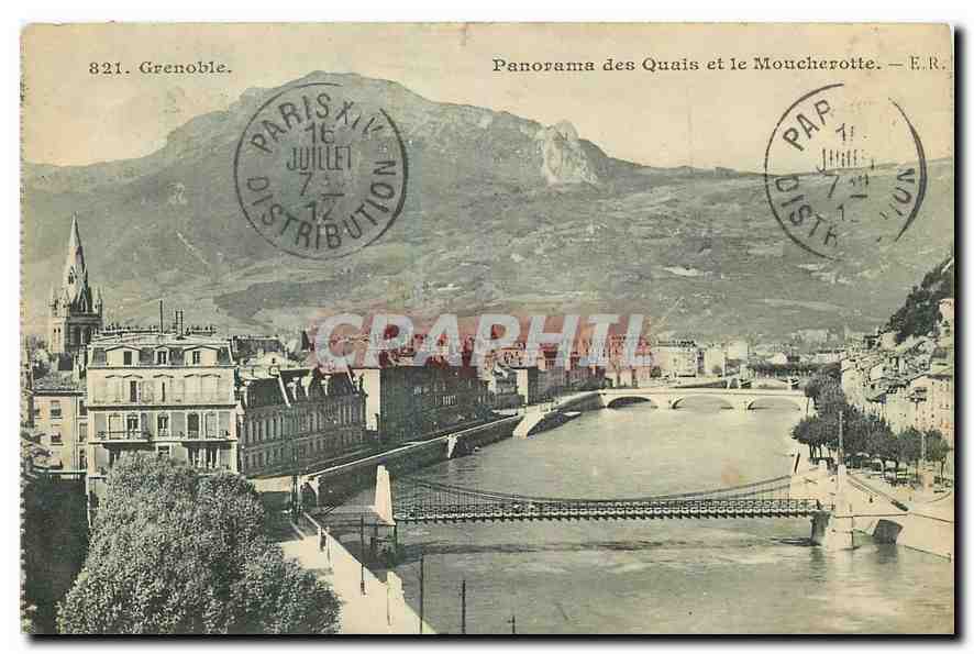 Grenoble. Panorama des Quais et le Moucheterotte. — E.R. — n° 821