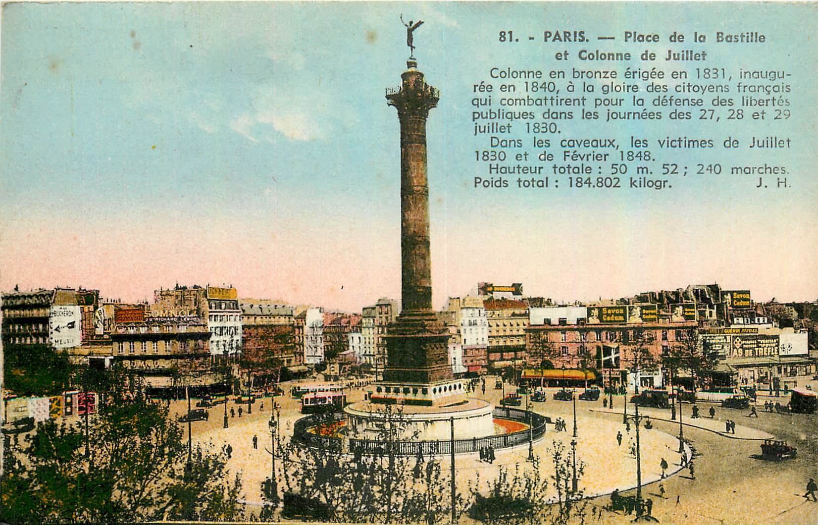 CPA Paris Place de la bastille et Colonne de Juillet 