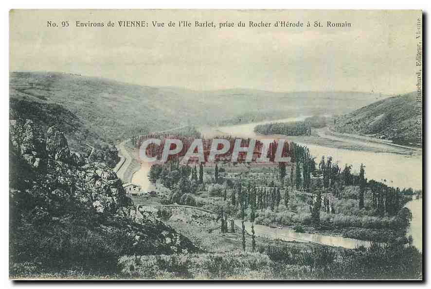 CPA Environs de Vienne Vue de l'Ile Barlet prise du Rocher d'Herode a St Romain 