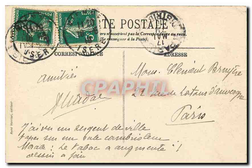 CPA Vienne Le Port et la Coteau de la Balie  — Rückseite