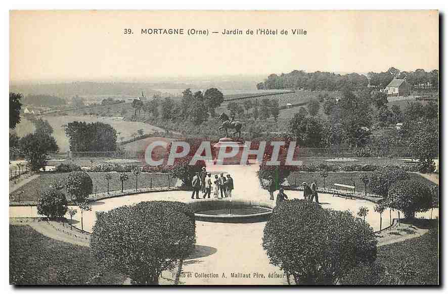CPA Mortagne Orne Jardin de l'Hotel de Ville 