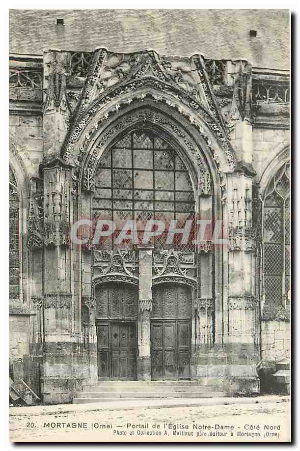 CPA Mortagne Orne Portail de l'Eglise Notre Dame Cote Nord 