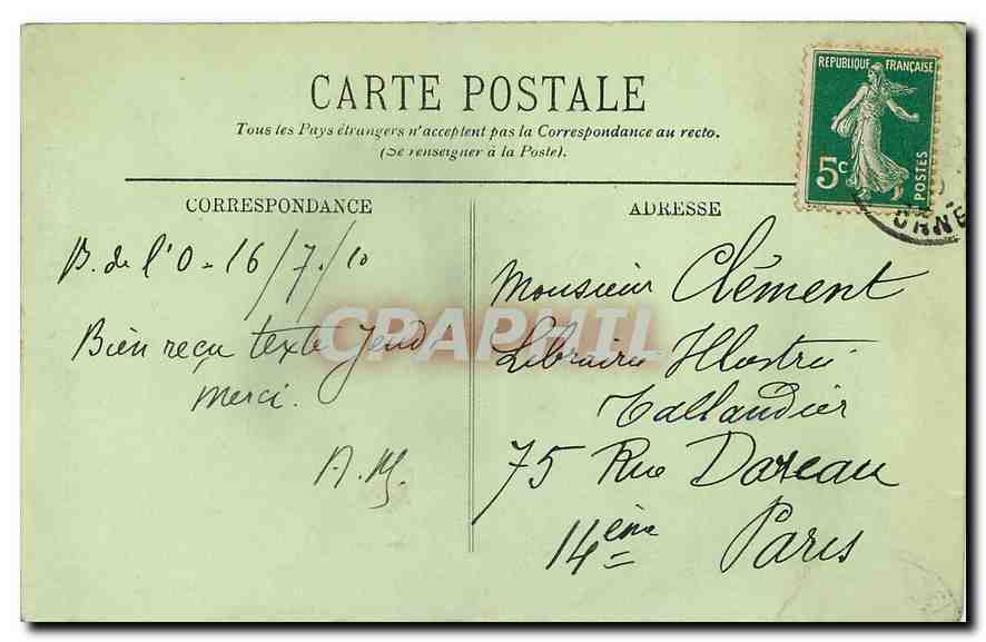 CPA Bagnoles de l'Orne Hotel de l'Etablissement Thermal vu a travers les Rochers  — Rückseite