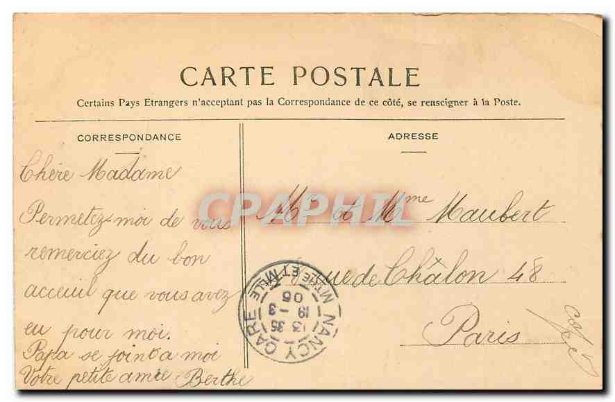 CPA La Lorraine Illustree Nancy Place de la Carriere  — Rückseite