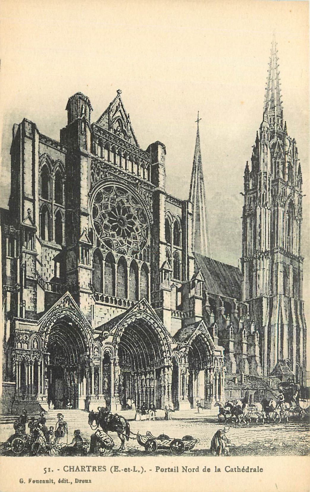 CPA Chartes E et L Portail Nord de la Cathedrale 