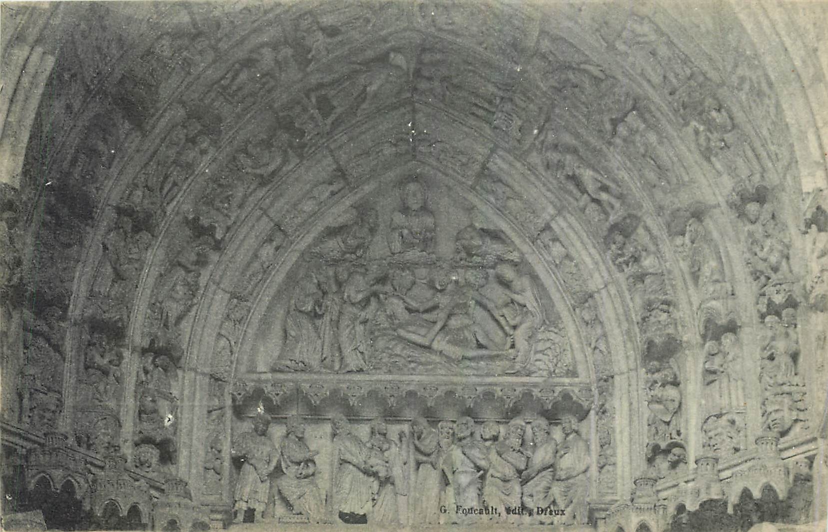 CPA Cathedrale de Chartres E et L Portail Nord Le Tympan de la Bais Interale de droite 