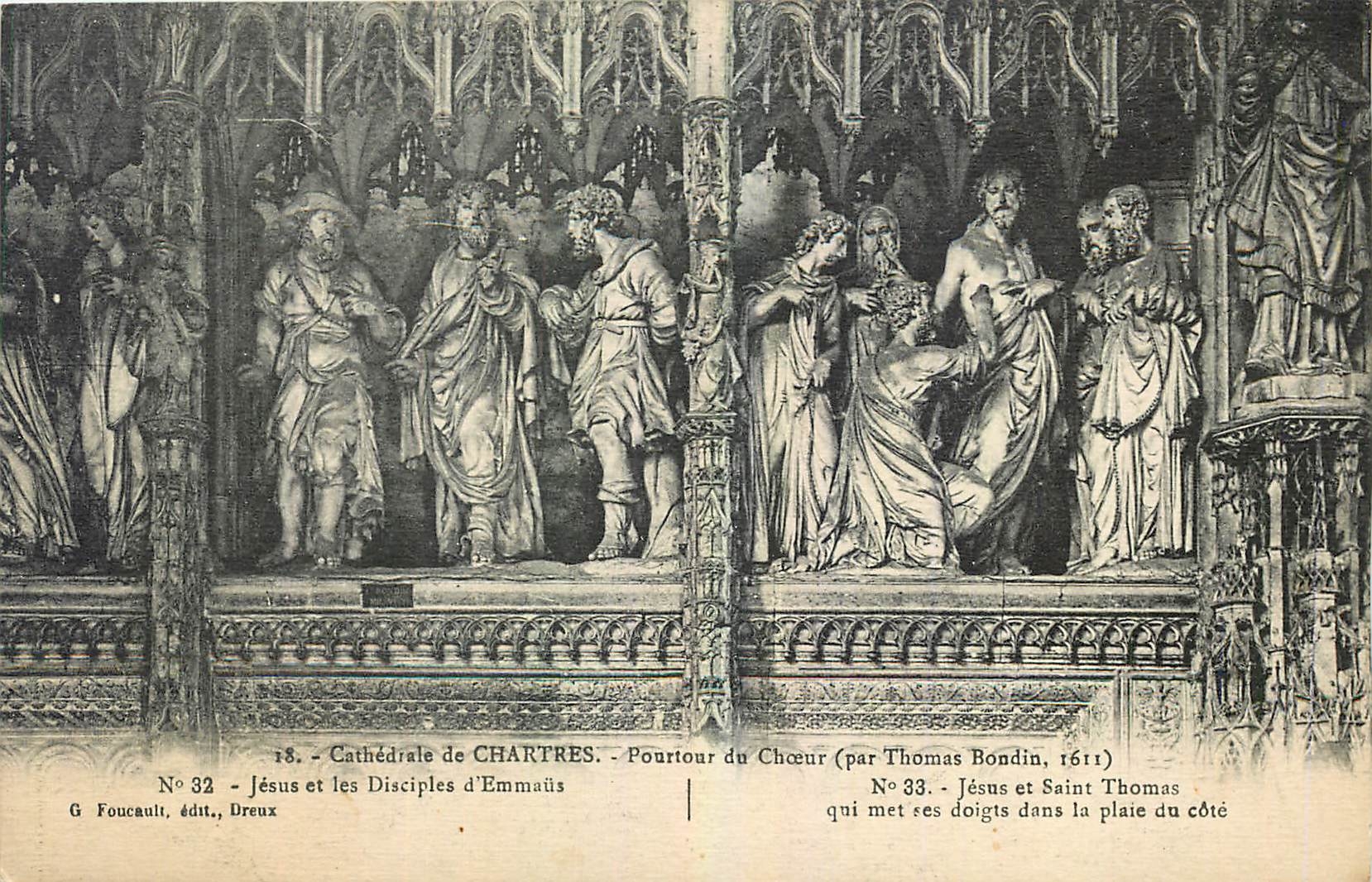 Kathedrale von Chartres — Balken des Chors — Szenen der Passion (von Thomas Bondin, 1611) — G Foucault, Verlag, Dreux