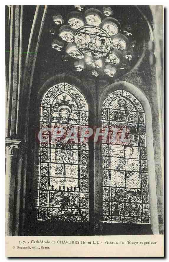 CPA Cathedrale de Chartres E et L Vitraux de l'Etage superieur 
