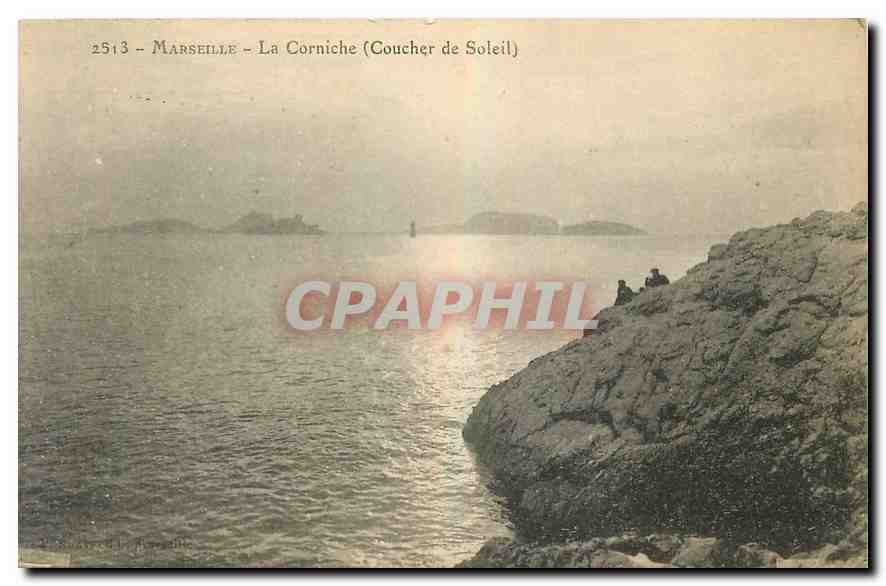 CPA Marseille La Corniche Coucher de Soleil 