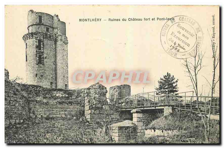 CPA Montlhery Ruines du Chateau fort et Pont levis 