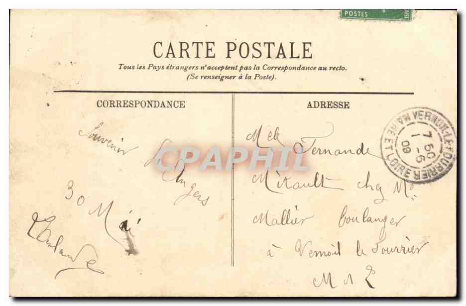 Angers CPA Le jardin des plantes vue prise de la Montagne — Rückseite