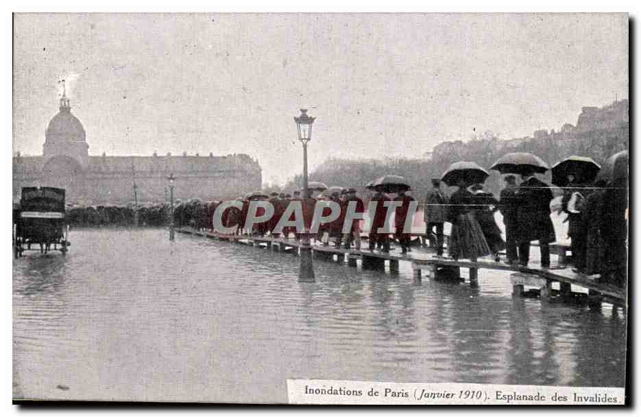 Crue de la Seine CPA Paris Inondation (janvier 1910) Esplanade des Invalides