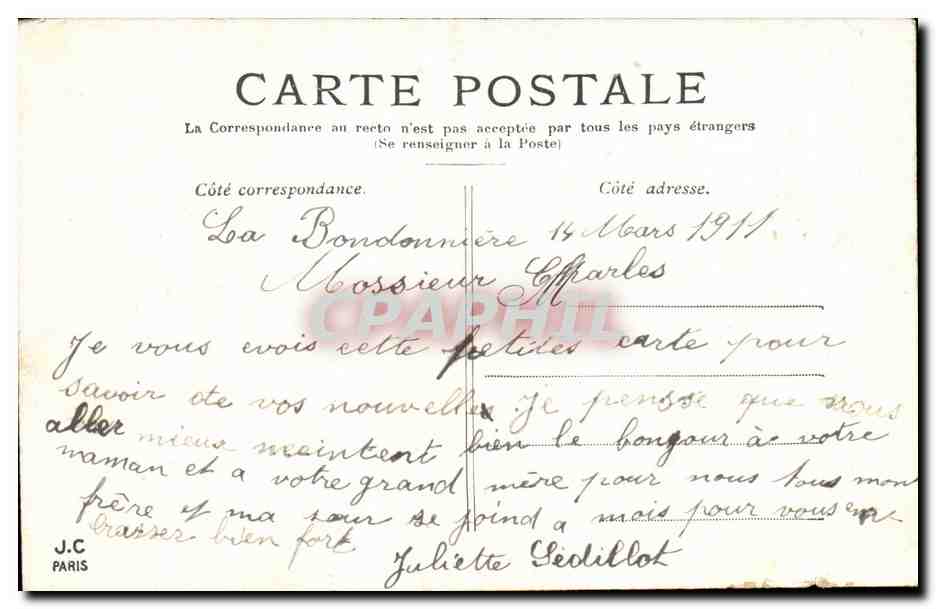 Paris CPA La Grand Palais (Champs Elysees) — Verso