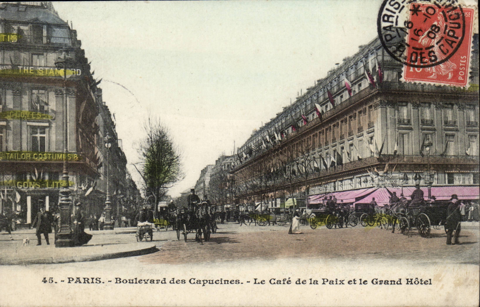 Paris CPA Boulevard des CApucines Le cafe de la Paxi et le Grand Hotel