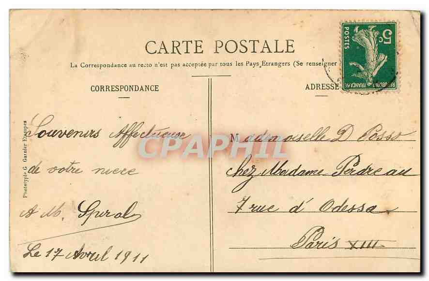 CPA Etampes S et O L'Eglise et la Tour penchee  — Back