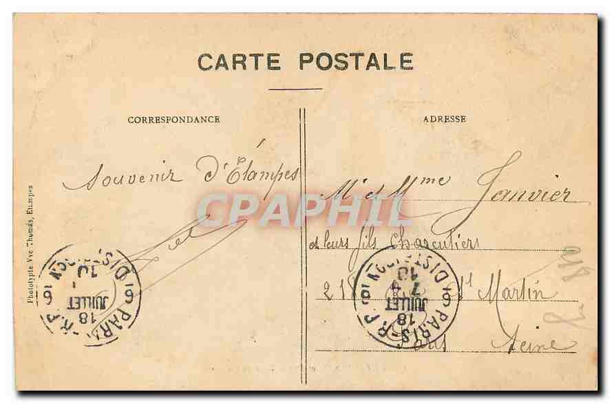 CPA Etampes S et O Tour de Guinette  — Back