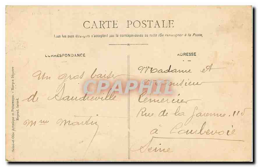 CPA Villenconin S et O Douves du Chateau  — Rückseite