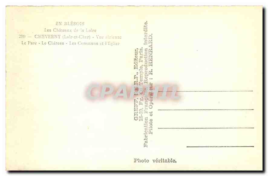 En Blésois — Vue aérienne du château, du parc et de l'église — Greff, n°259 — Reverso