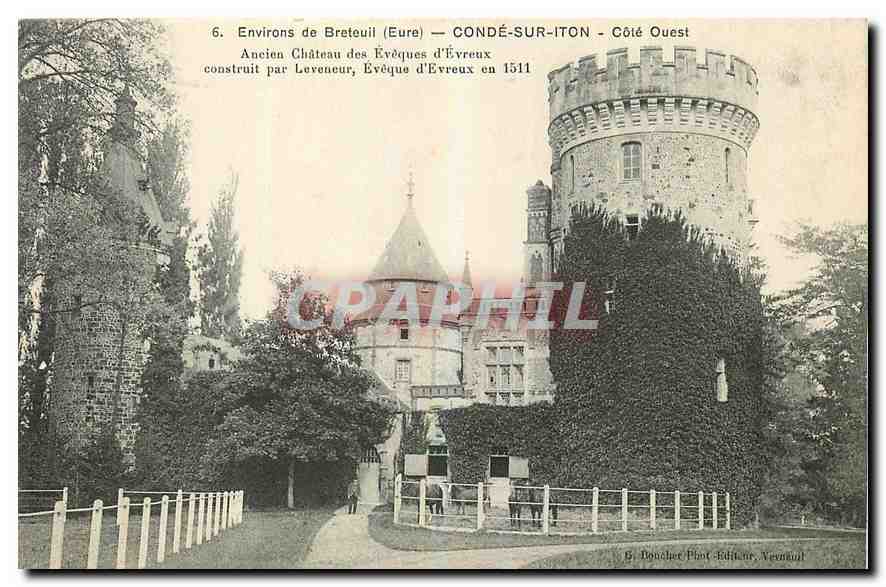 CPA Environs de Breteuil Eure Conde sur Iton Cote Ouest Ancien Chateau des Eveques d'Evreux 