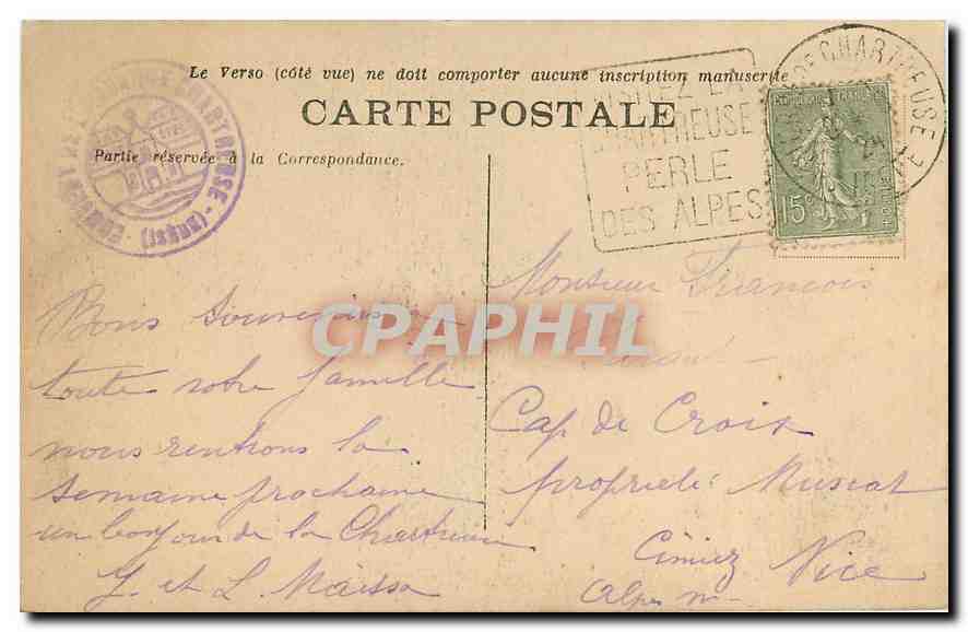 Le Pont Saint-Bruno — Route de la Grande-Chartreuse — Cl A.V. Grenoble n°39 — Rückseite