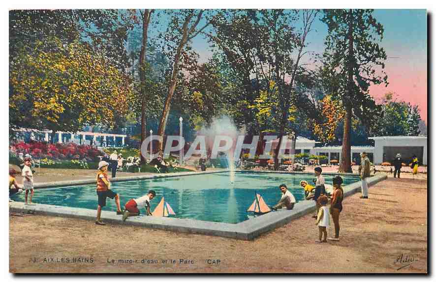 CPA Aix les Bains Le miroir d'eau et le Parc 