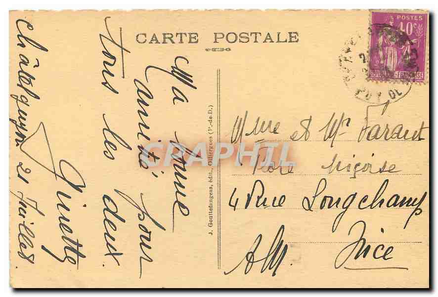 CPA Chatelguyon Le Grand Hotel et le Calvaire  — Rückseite