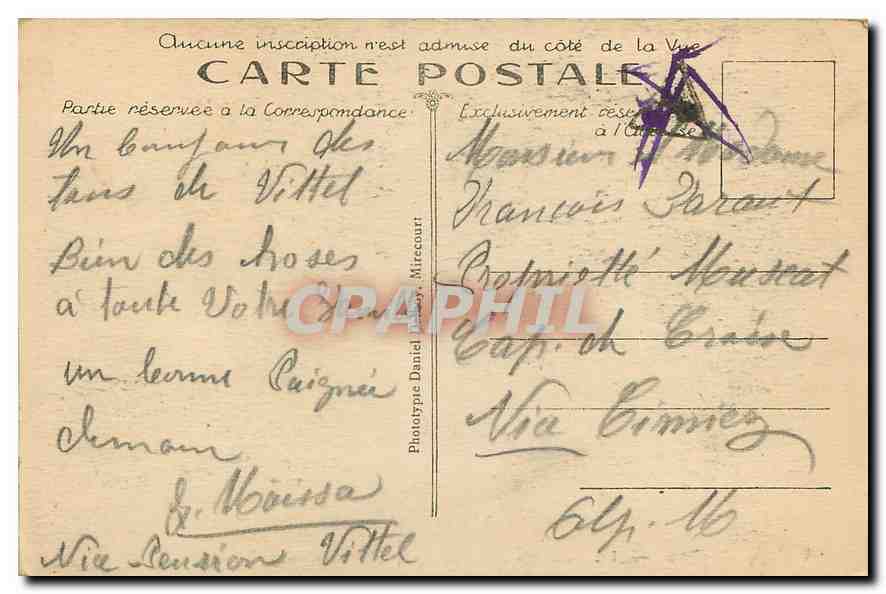 CPA Vittel Un coin du parc et l'Etablissement  — Rückseite