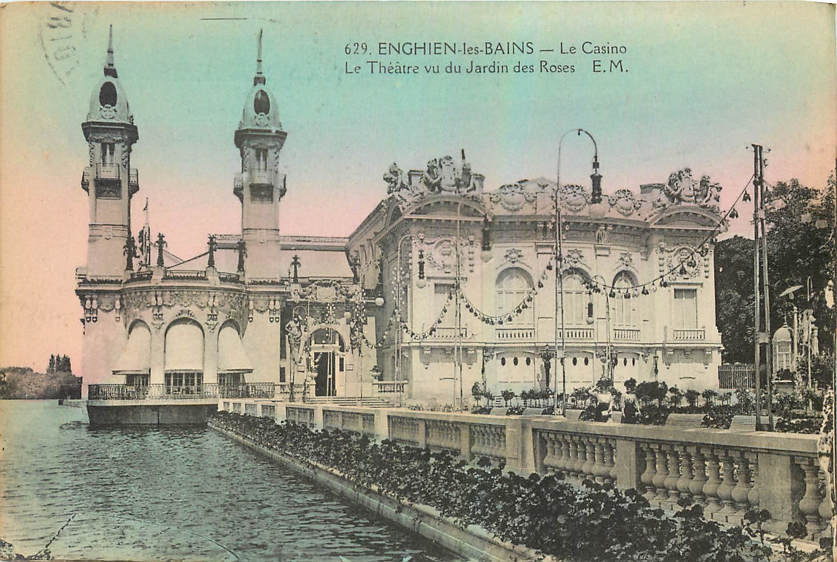 CPA Enghien les Bains Le Casino Le Theatre vu du Jardin des Roses 